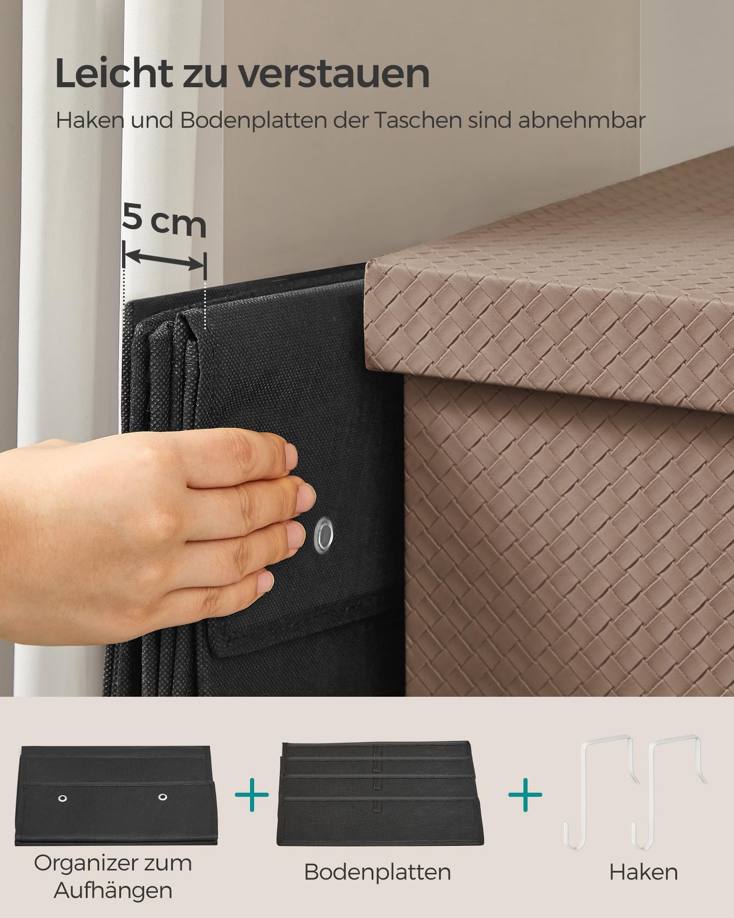 SONGMICS Hanging Organizer with 4 Pockets, Hanging Shelf, 2-Pack Closet Organizer, Hanging Storage, Door Organizer, Bedroom Living Room, 12 x 33.5 x 100 cm, Ink Black RDH004B02