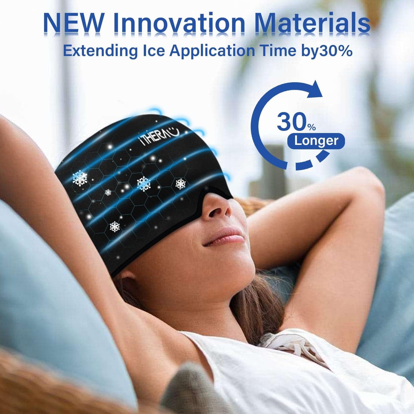 iTHERAU Migraine Mask - Migraine Hat Headache & Migraine Relief Cap Cooling Pack Cooling Sleep Mask Migraine Hood Migraine Cap