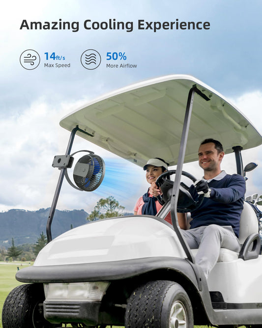 Koonie USB Clip Fan, 10000mAh USB Fan, Portable 20cm Desk Fan, 4 Speeds & 360° Rotation, Quiet Wall Fan, Fan for home, office, stroller, camping, grow tent