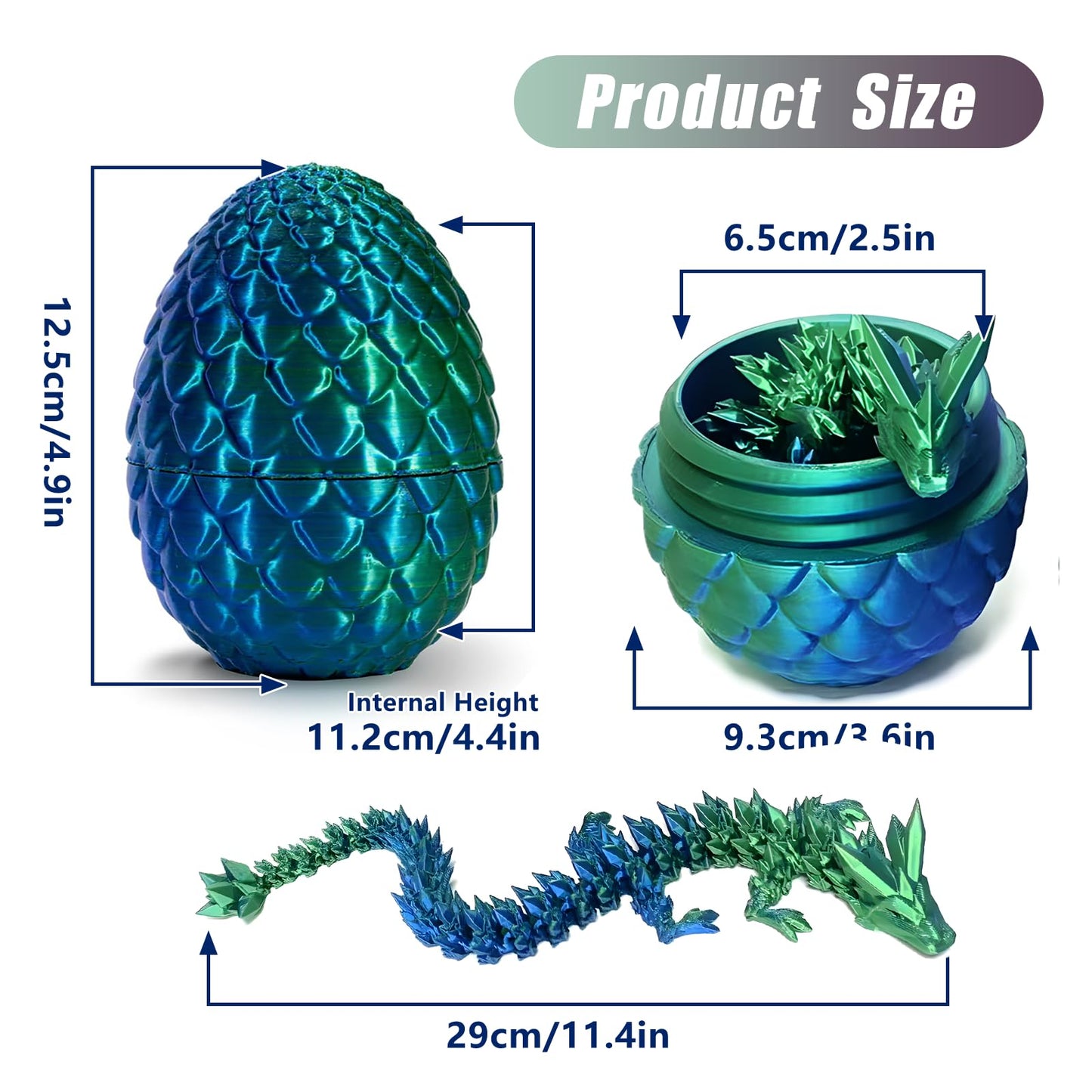 Yearsahrk 3D Printed Dragon Egg Mysterious Dragon Toy Realistic Movable Dragon Figures Surprise Easter Dragon Eggs Home Decor