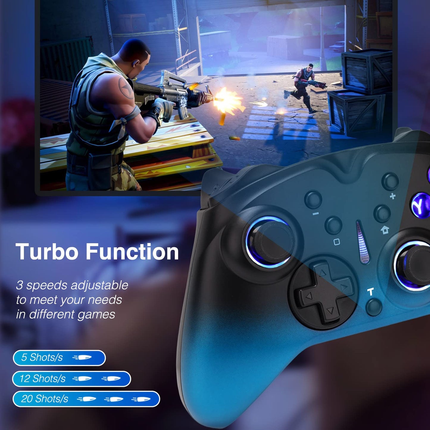 VooFun Switch Controller, Wireless Switch Pro Controller compatible with Switch/OLED/Lite/PC Windows, Bluetooth Gamepad with motion control, dual vibration, turbo, wake-up function.