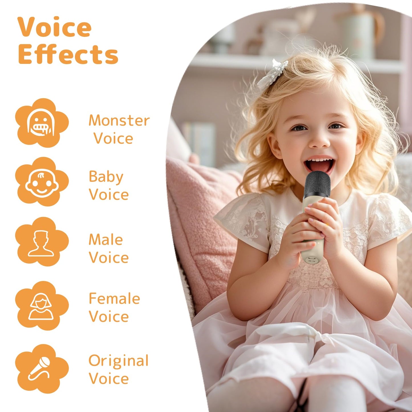 Great Karaoke Machine for kids and adults, Mini Karaoke Machine with 2 microphones, Portable Bluetooth speaker with voice effects & LED lights, Gifts toy for girls and boys.