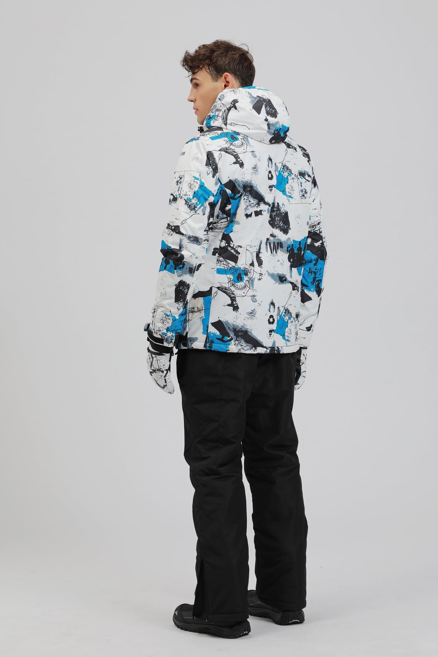 ALSOGO Men's Ski Jacket and Pants Set Ski Suit Winter Waterproof Windproof Hooded Snow Coat 2-Piece Snowboard Sets 336-bl-Blue M