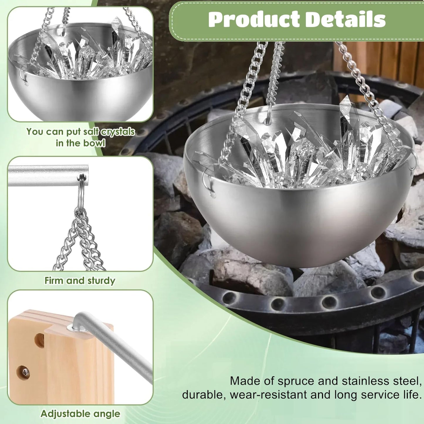 Duocon Bowl Sauna, Stainless Steel Bowl with Accessories, Sauna Herb Bowl, Hanging Sauna Vaporizer Bowl, for Sauna and Spa Infusions, Gift Ideas