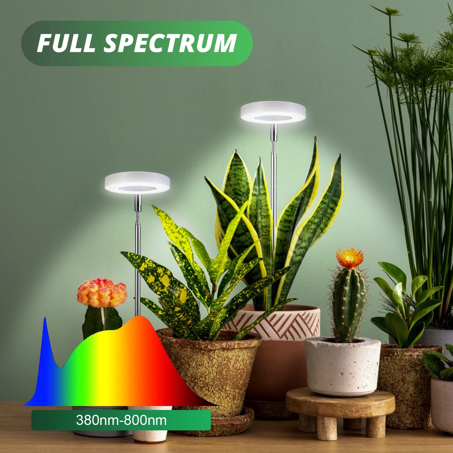 Cieex 2 Pack Plant Lamp Led Full Spectrum, Plant Lamp for Indoor Plants, Plant Light, Plant Lamp with Auto Timer, USB Adapter 4 Brightness Adjustable Height