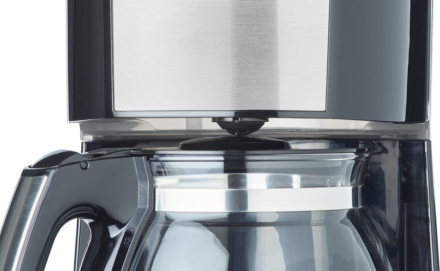 Melitta Enjoy Top Timer - Filter Coffee Machine - with glass carafe - Timer function - Drip stop - 10 cups - Black (1017-11)
