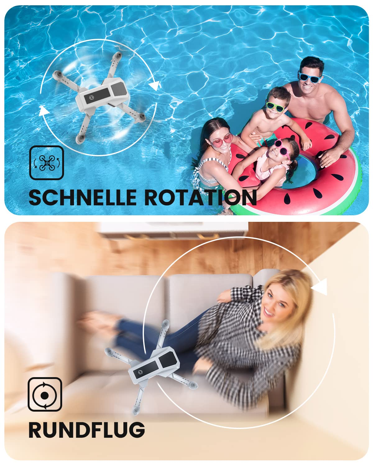 Holy Stone RC drone with 1080P camera for beginners, mini foldable quadcopter with FPV transmission, 3 batteries for long flight time, throw and go, tap-fly, gesture control. Great drone gift for kids, boys, and girls.