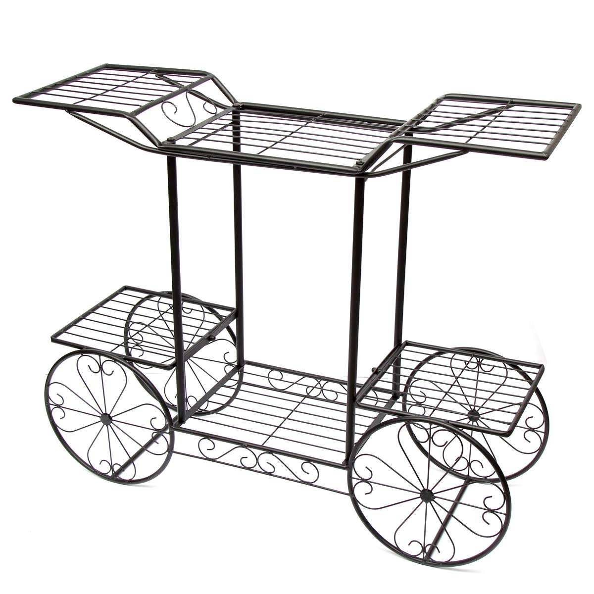 Flower staircase 2 levels, Made of metal, Plant stand for indoor and outdoor use, Dimensions: approx. 67x79x25 cm (Black)