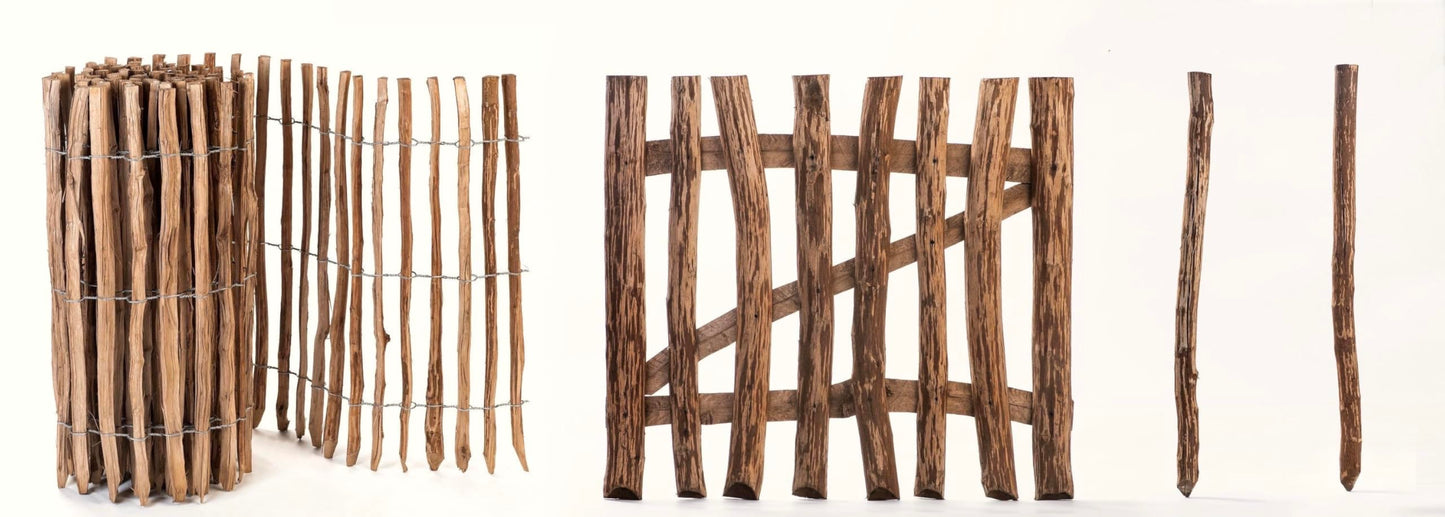 MC. Collector picket fence in 26 sizes - hazelnut wood fence - wooden garden fence heights 50 cm - 150 cm length 5/10 meters - chestnut fence for garden (height: 150 cm X length: 300 cm, slat spacing: 7-8 cm)