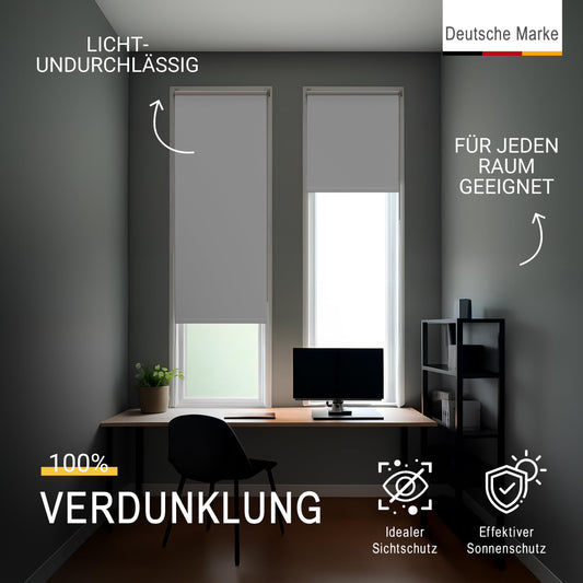 Thermal roller blind for windows without drilling blackout roller blind clamp fix - Sol Royal side pull roller sun protection window interior thermal roller blind without drilling - window roller blind thermo 100x160 cm White T42