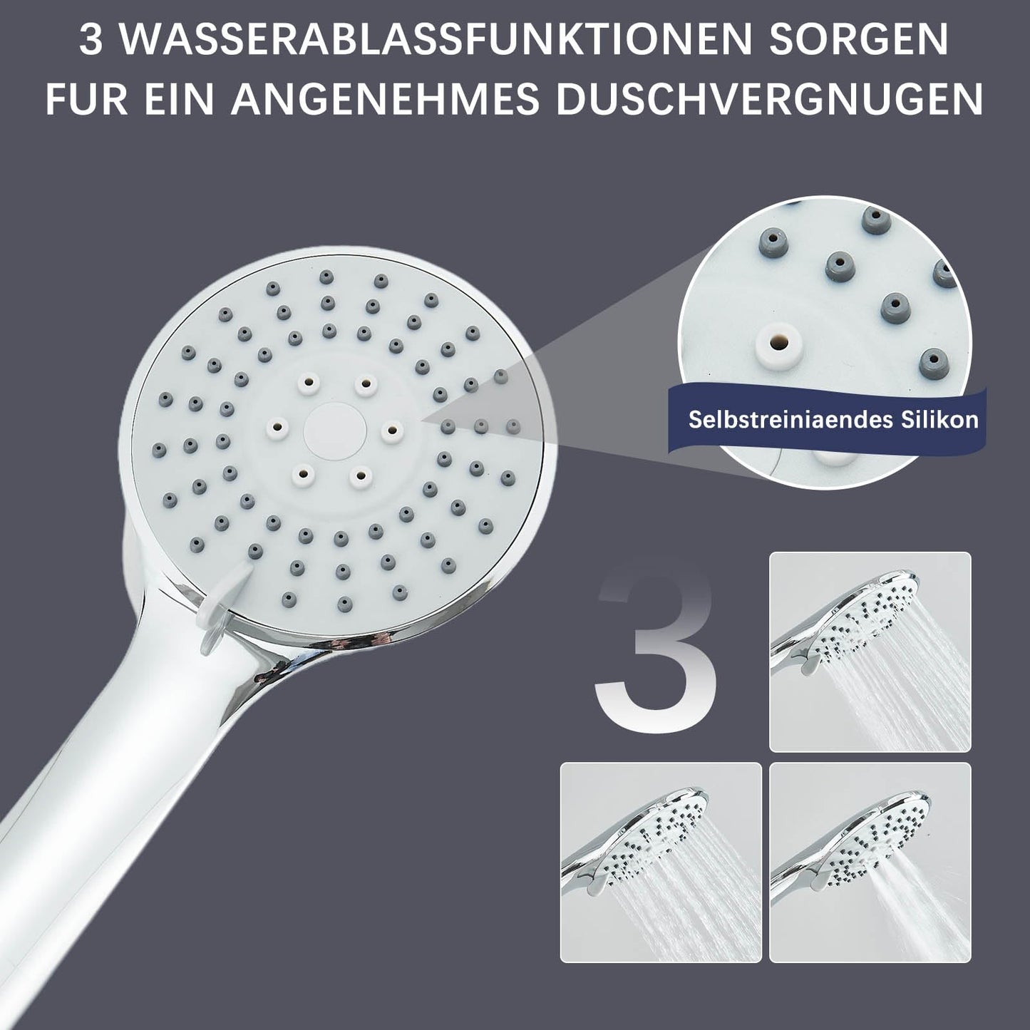 Hevenaov shower system without faucet in chrome, rain shower head without faucet, stainless steel shower set without faucet, 20 cm round rain shower.