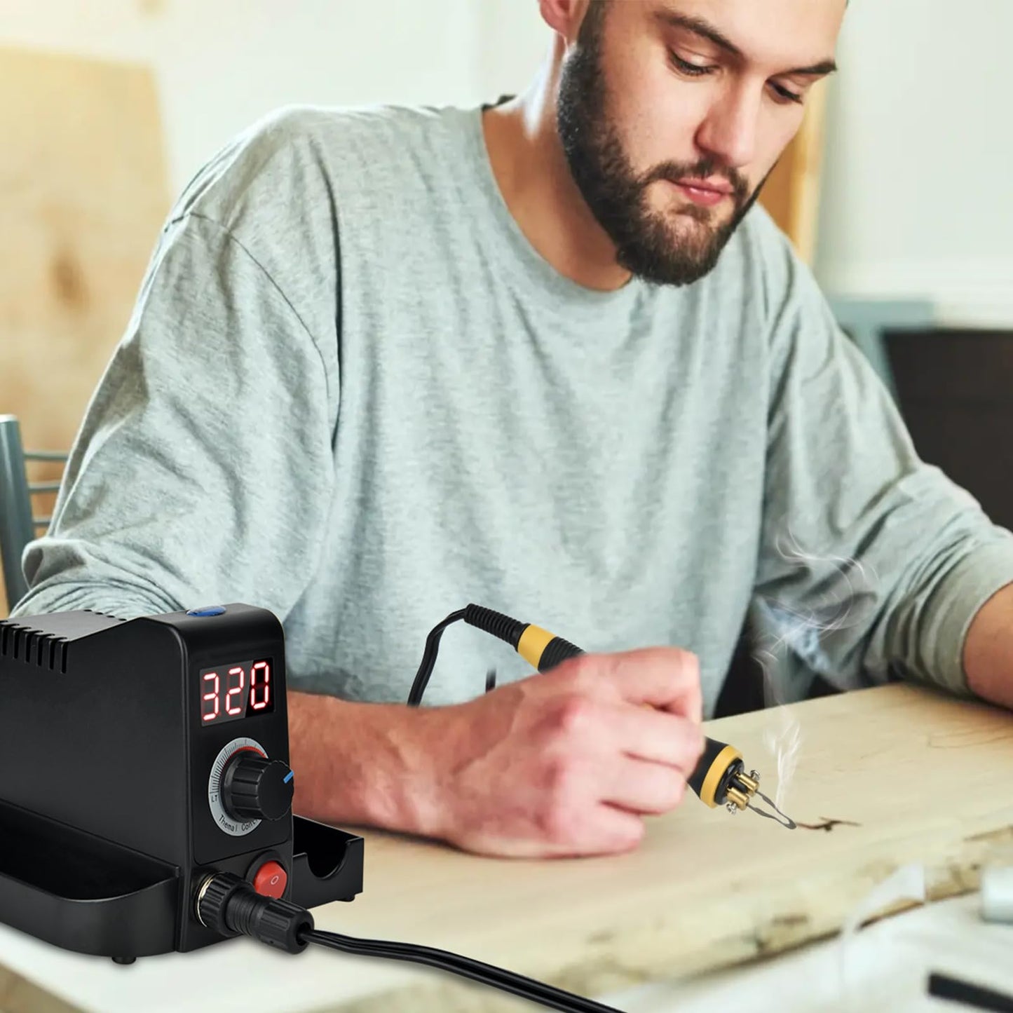 40W wood burning station Woodburning pen Set 8pcs Tips: professional wood burning kit with digital display, machine Enhanced wood burning set