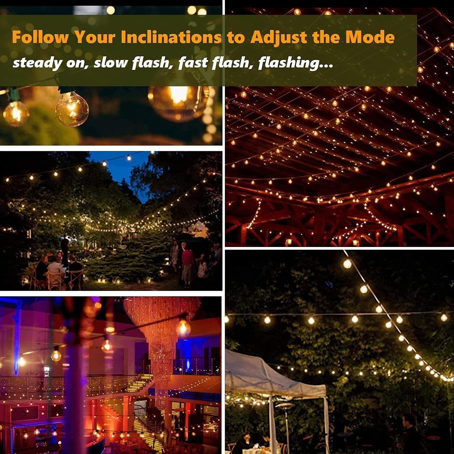 Bomcosy outdoor solar cell light string, 24m LED, outdoor, light chain, solar lamp, IP45, waterproof, bulb light string, garden, 4 modes for patio, party, outdoor.