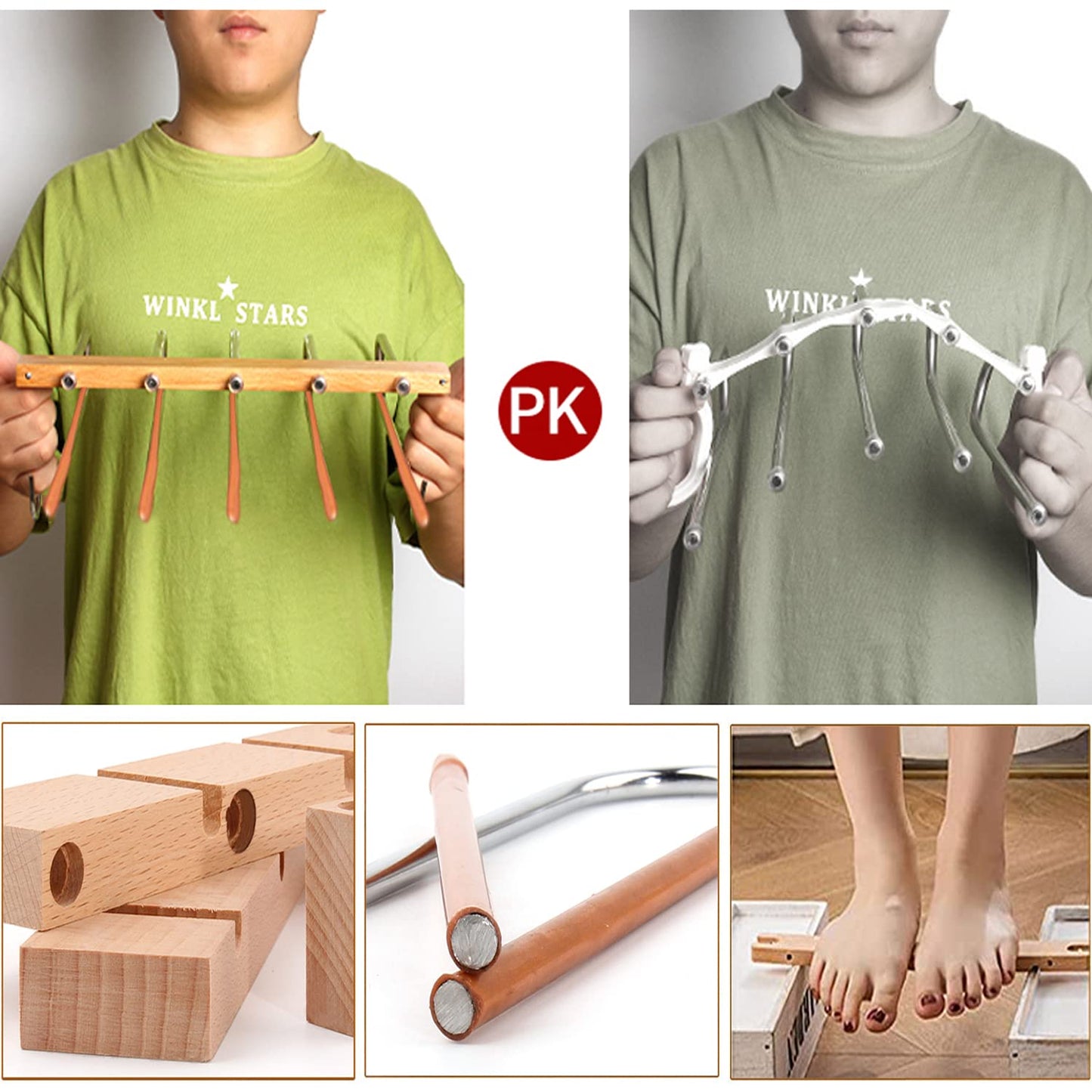 2-piece pants hanger set, space-saving stainless steel pants rack, extendable non-slip wooden hangers for scarves, jeans, and pants.
