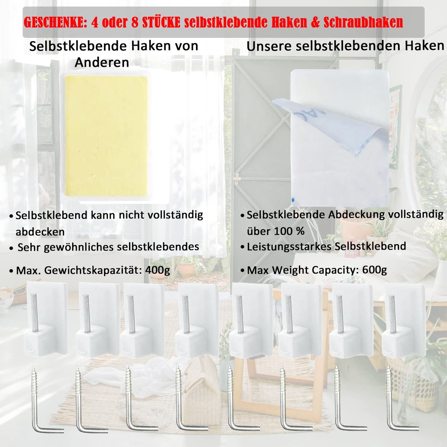 4 pieces of extendible curtain rods for curtains, windows, kitchen, DIY projects. Adjustable length from 40-70cm in white color.