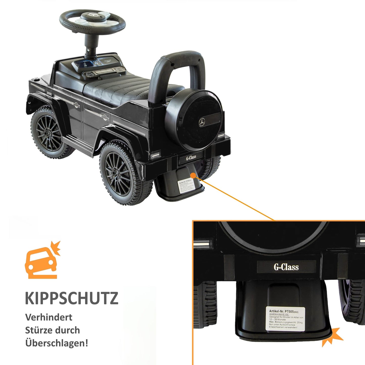 Mercedes G350d push car with quiet plastic wheels, ride-on toy for babies and toddlers, kids' vehicle, push-along car.