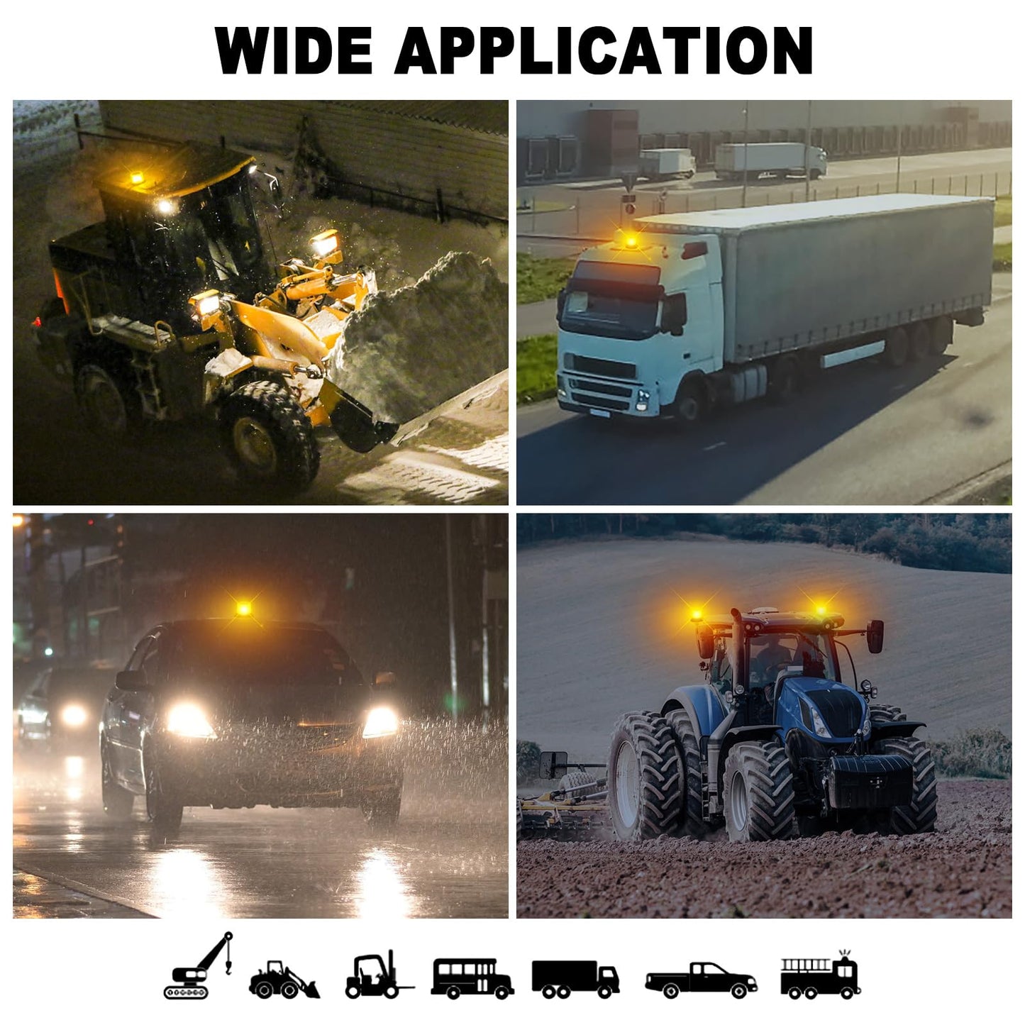 Antom Beacon Light, 12V-24V Yellow Beacon Light with 10 flash patterns. 60LEDs with magnetic base and 3 meters cable for forklifts, tractors, golf carts, trailers, and trucks. Upgrade now.