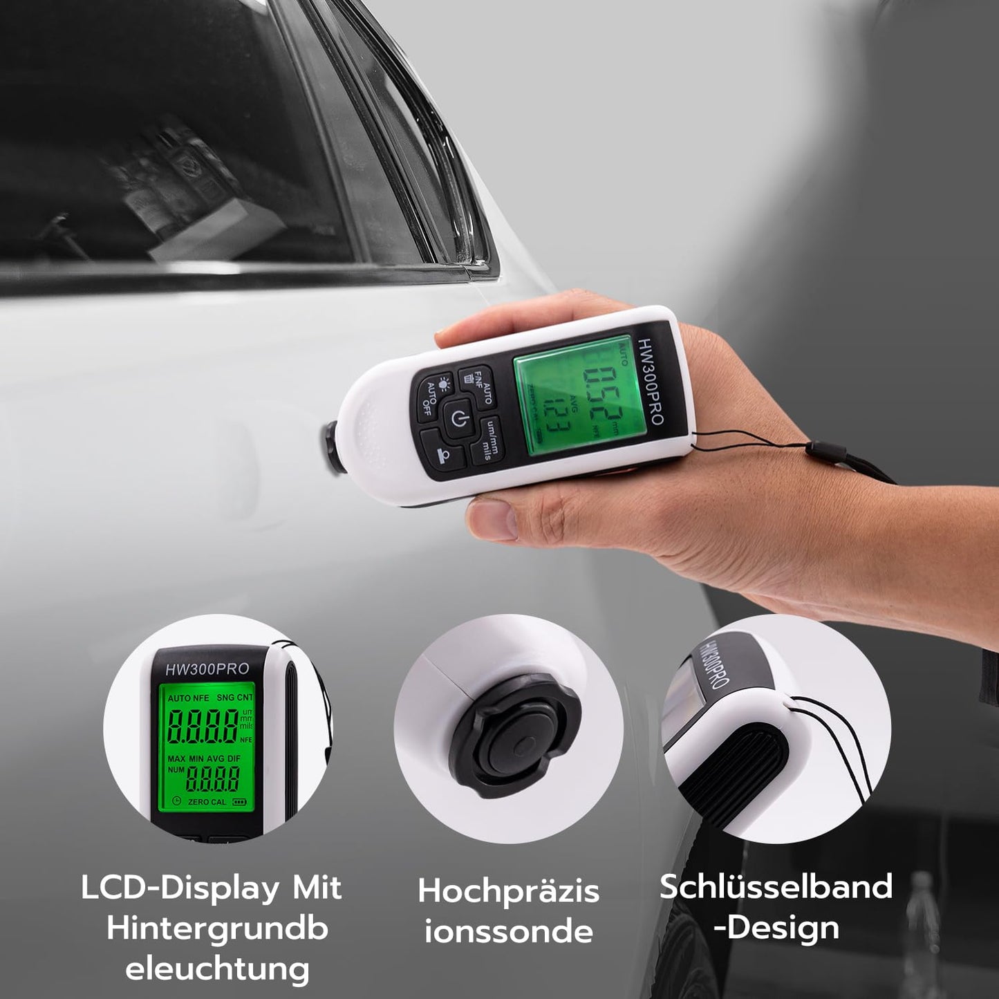 Mcbazel Digital Coating Thickness Gauge, Paint Thickness Gauge, Car Paint Meter, Measurement Range 0 to 2000um.