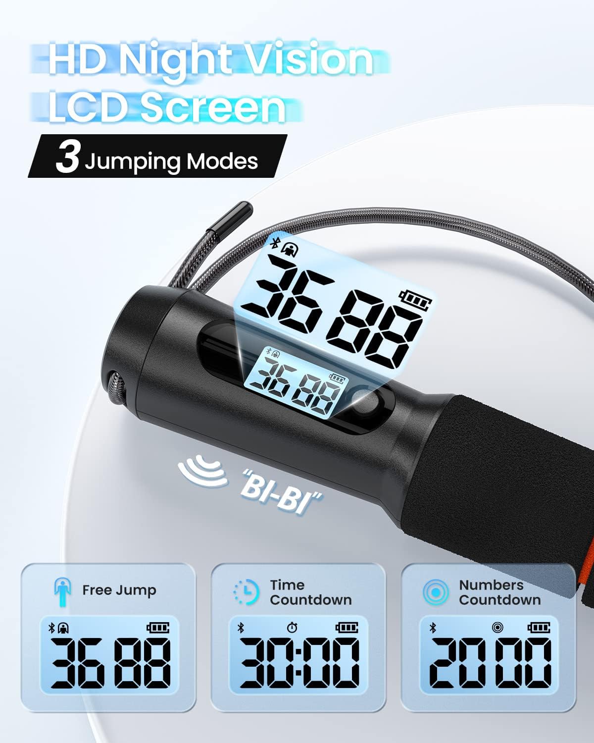 RENPHO Intelligent Jump Rope for Fitness with App Data Analysis, Jump Ropes for Home Gym, Crossfit, Exercise for Men, Women, Kids, Black-001