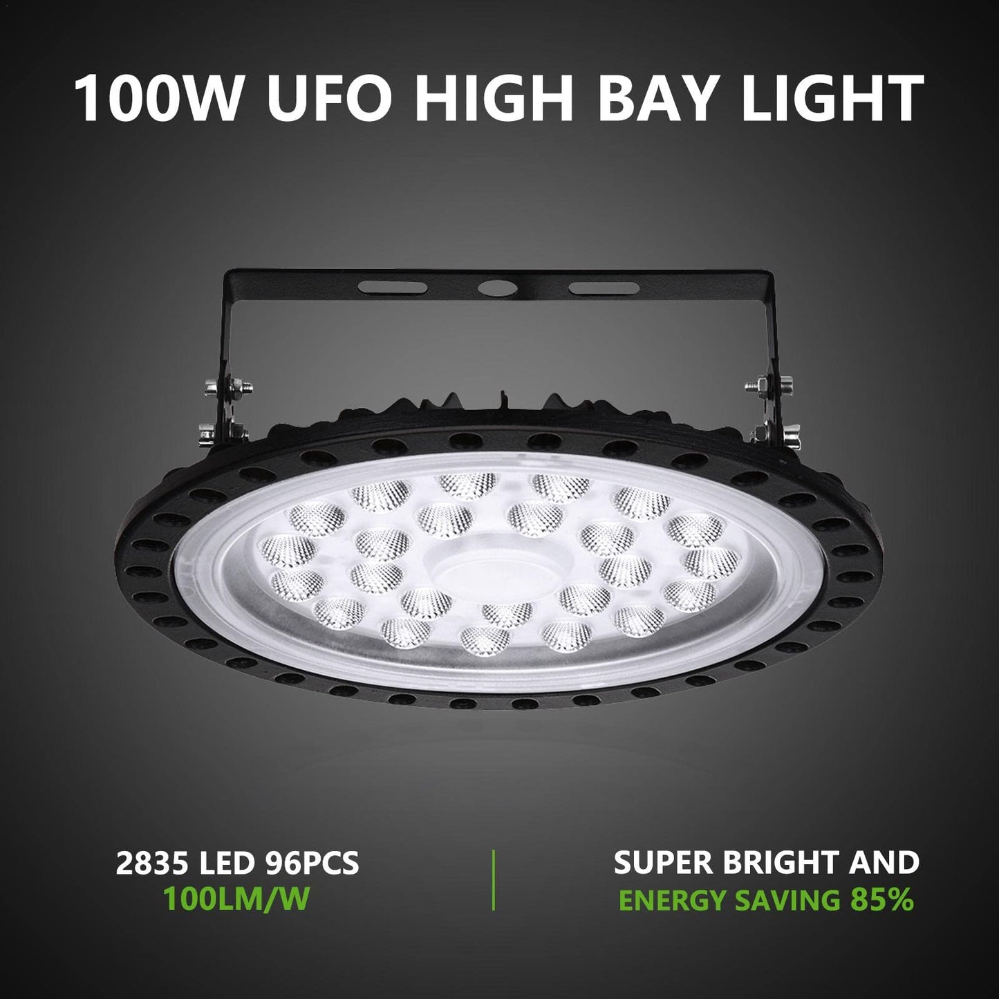 Hondony 10-Pack LED UFO Industrial Lamp, 100W LED Warehouse Light, 6500K Daylight LED High Bay Light, IP67 Waterproof UFO LED Workshop Lamp, LED Floodlight for Factory Warehouses, Stadiums, Workshops.