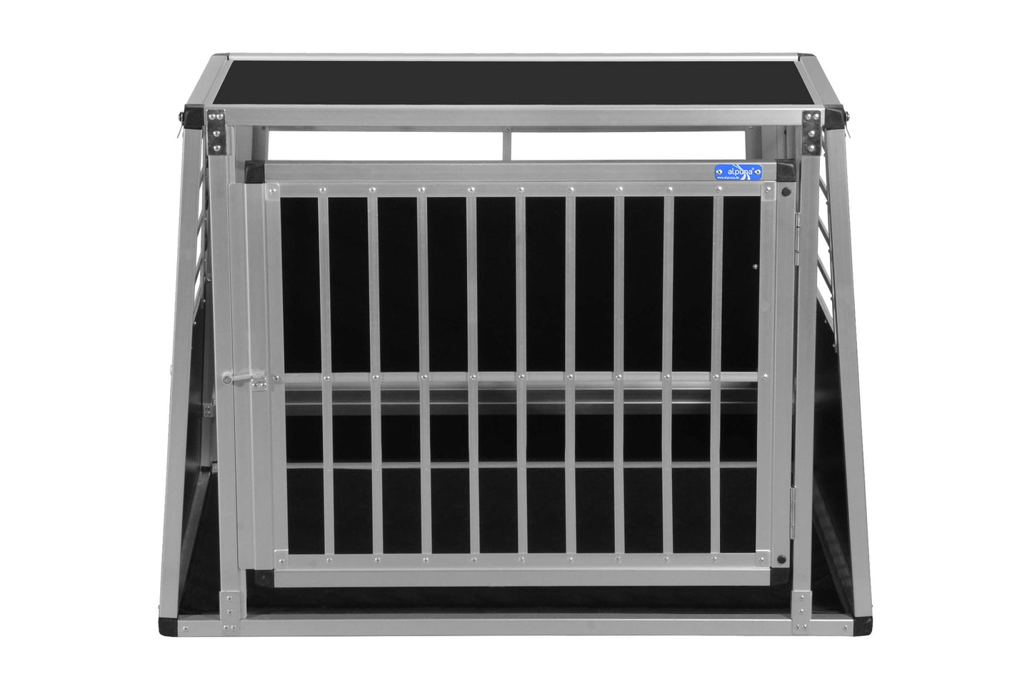 Alpuna dog crate N37 > 70x99x75.5cm with emergency exit, silver, transport box for dogs, dimensions: 70 x 99 x 75.5 cm.