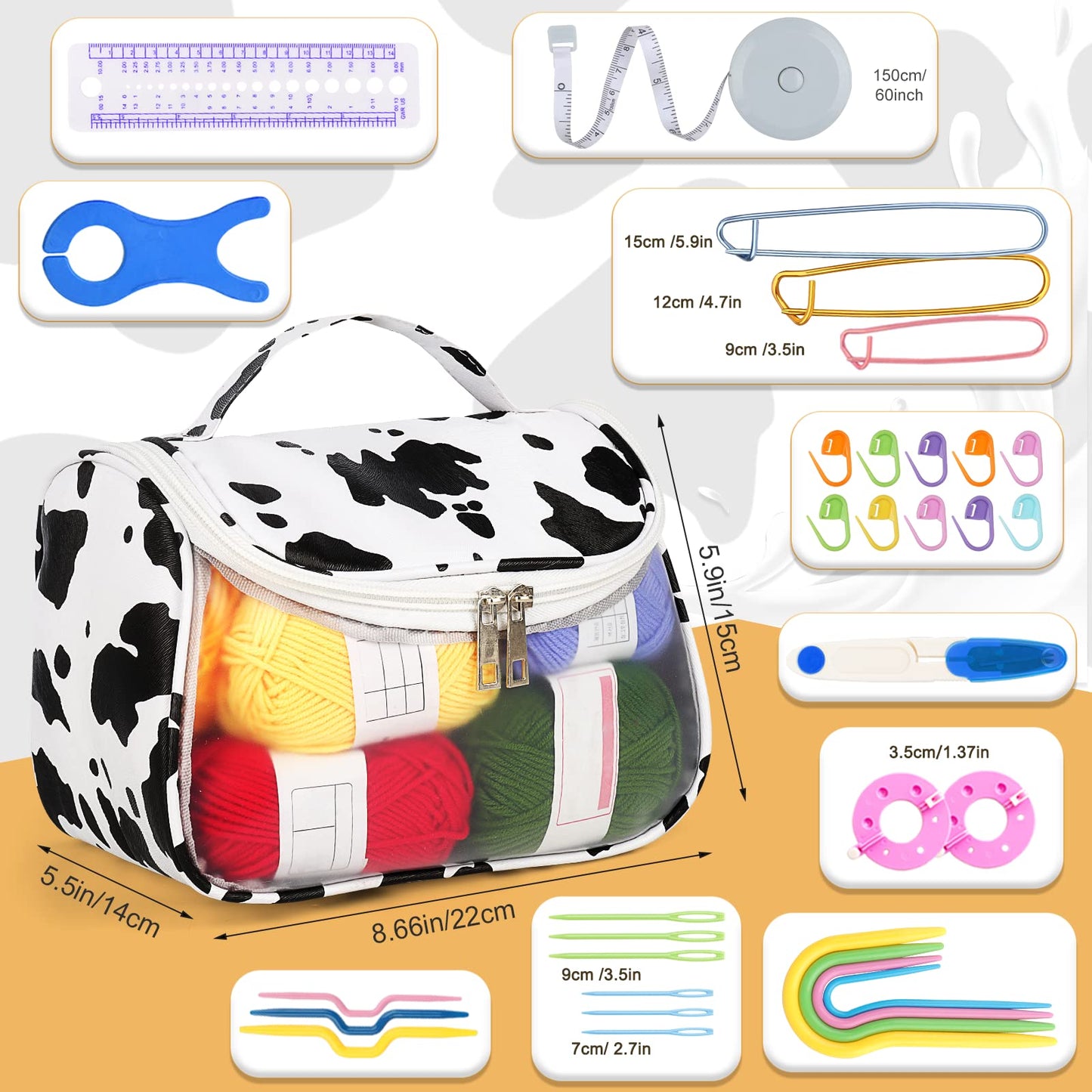 Aeeque beginner crochet set with acrylic yarn, crochet hooks set with accessories, bag, crochet needle for crocheting blankets hats sweaters, Lightweight crochet set Ergonomic 0.6mm - 8.0mm