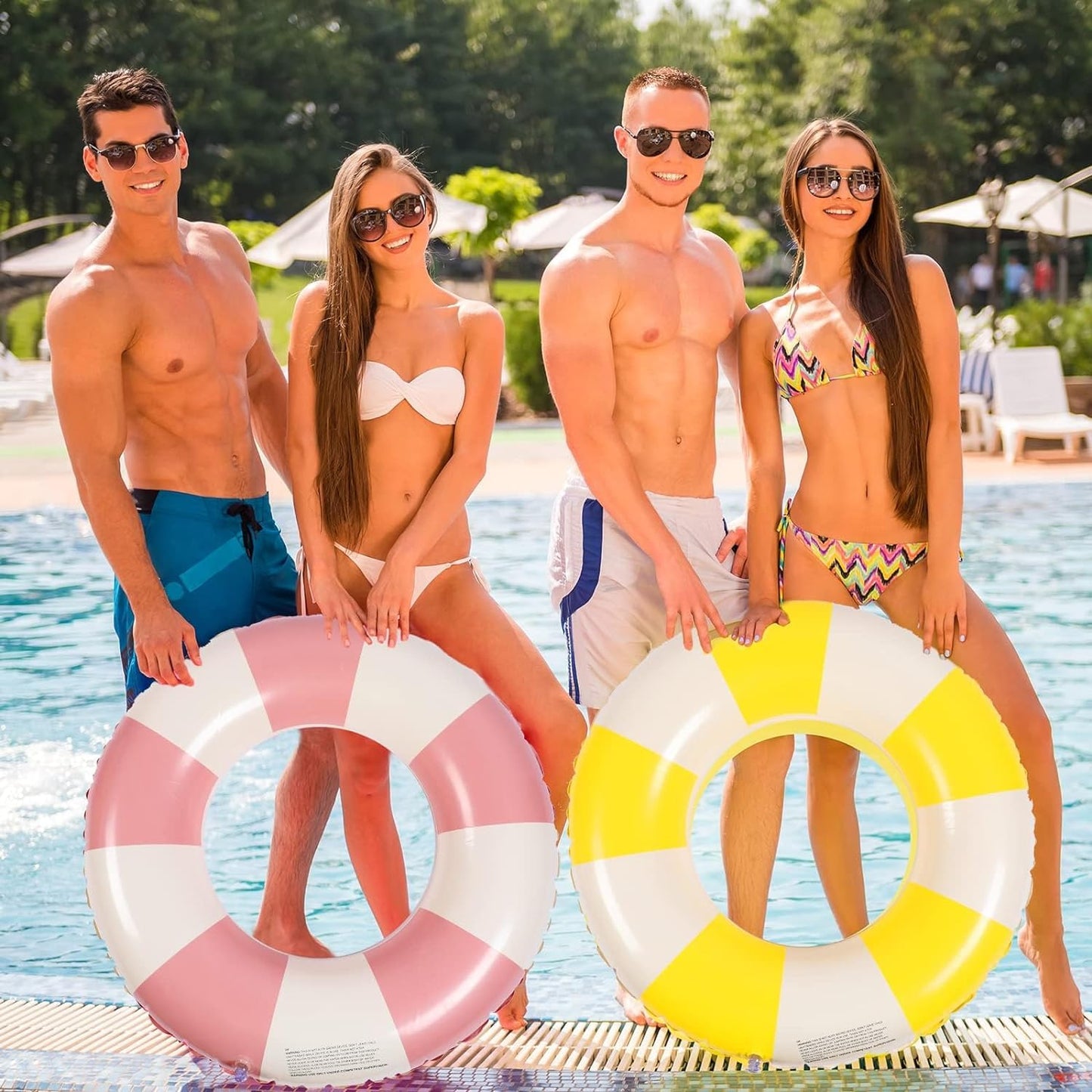 3 PCS Swimming Ring for Adults, Inflatable Swim Float Ring, Inflatable Pool Floats, Swim Tube for Summer Pool Party (Blue+Pink+Purple)