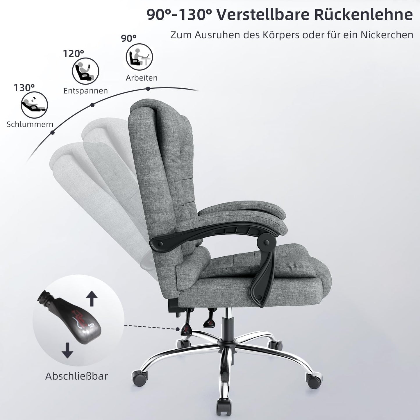naspaluro Ergonomic Office Chair, High Back Desk Chair with Height Adjustable, Executive Chair, Reclining Chair for Office, Home, Dark Gray
