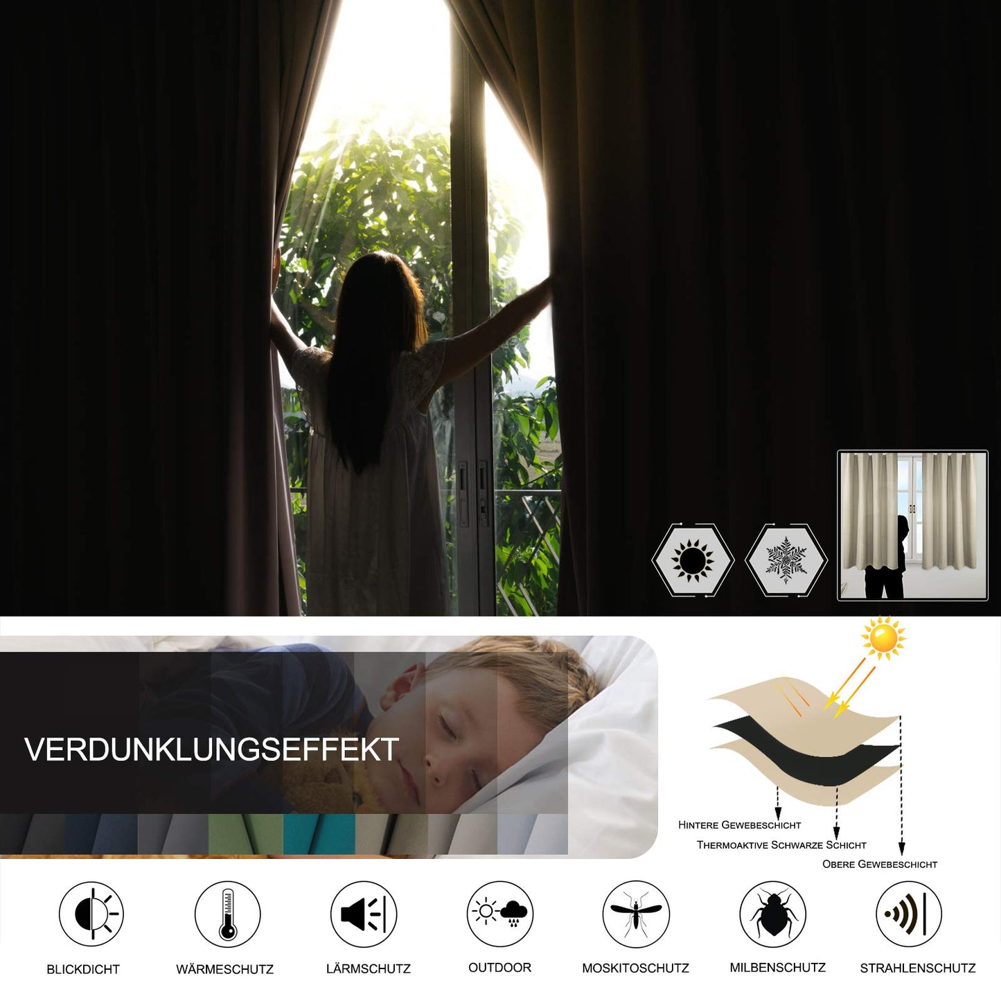 WOLTU 2 pieces of curtains blackout with pencil pleat, 250g/m² heavy thermal curtains cold protection damask look lightproof for living room bedroom, 135x245 cm Bordeaux