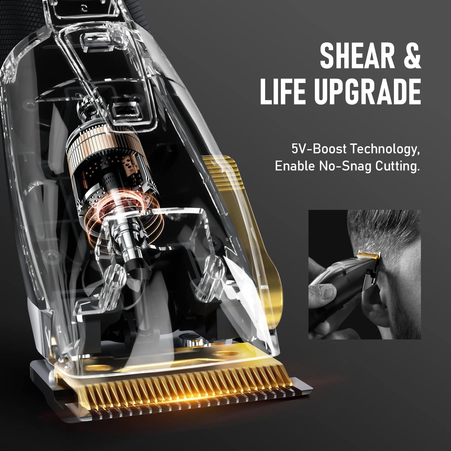 SUPRENT Professional Hair Clipper Men Rechargeable USB-C Hair Trimmer & T-Blade Hair Clipper Set with 5V Boost Technology, cordless hair and beard trimmer, LED display Gift
