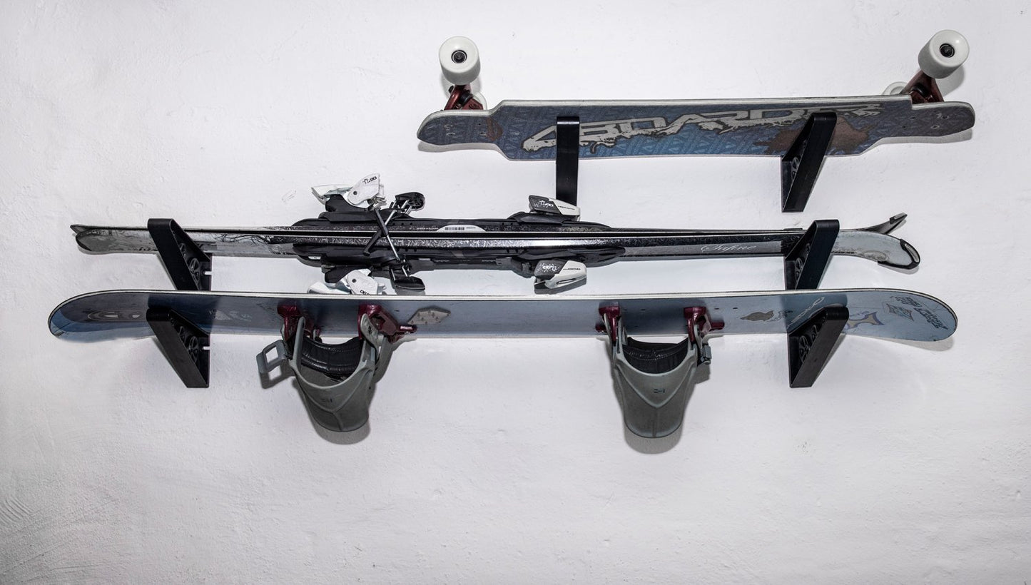 4boarder SKIBLE Wall Mount for Ski | Longboard | Skateboard | Snowboard | Pennyboard | Hoverboard | Wakeboard | E-Electric Longboard | Fishing | Fishing Rods | Surfskate (3-Fold)