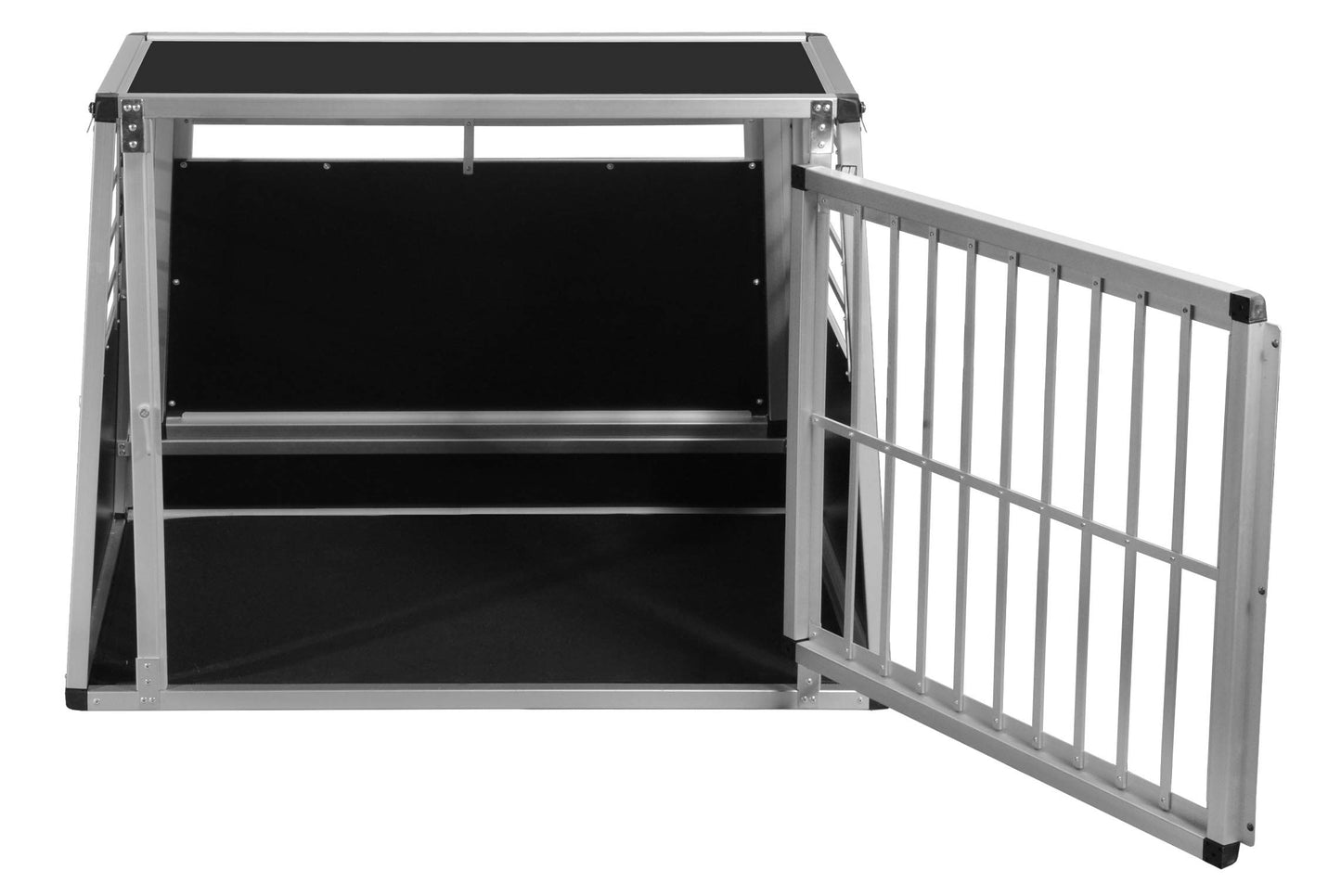 Alpuna dog crate N37 > 70x99x75.5cm with emergency exit, silver, transport box for dogs, dimensions: 70 x 99 x 75.5 cm.