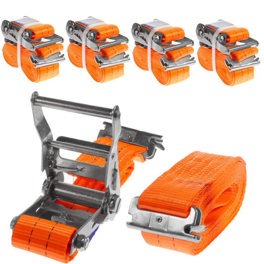 INDUSTRIE PLANET 4 x 2000kg lashing capacity 5m 2t ratchet straps for anchor rail combination rail in two parts orange ratchet strap 50mm long hole rail tie-down rail