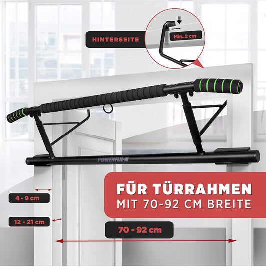 POWERFUL-X Pull-Up Bar Door Frame - versatile fitness bar - no assembly required - Pull-up bar supports up to 200kg - Ideal for beginners & advanced users.