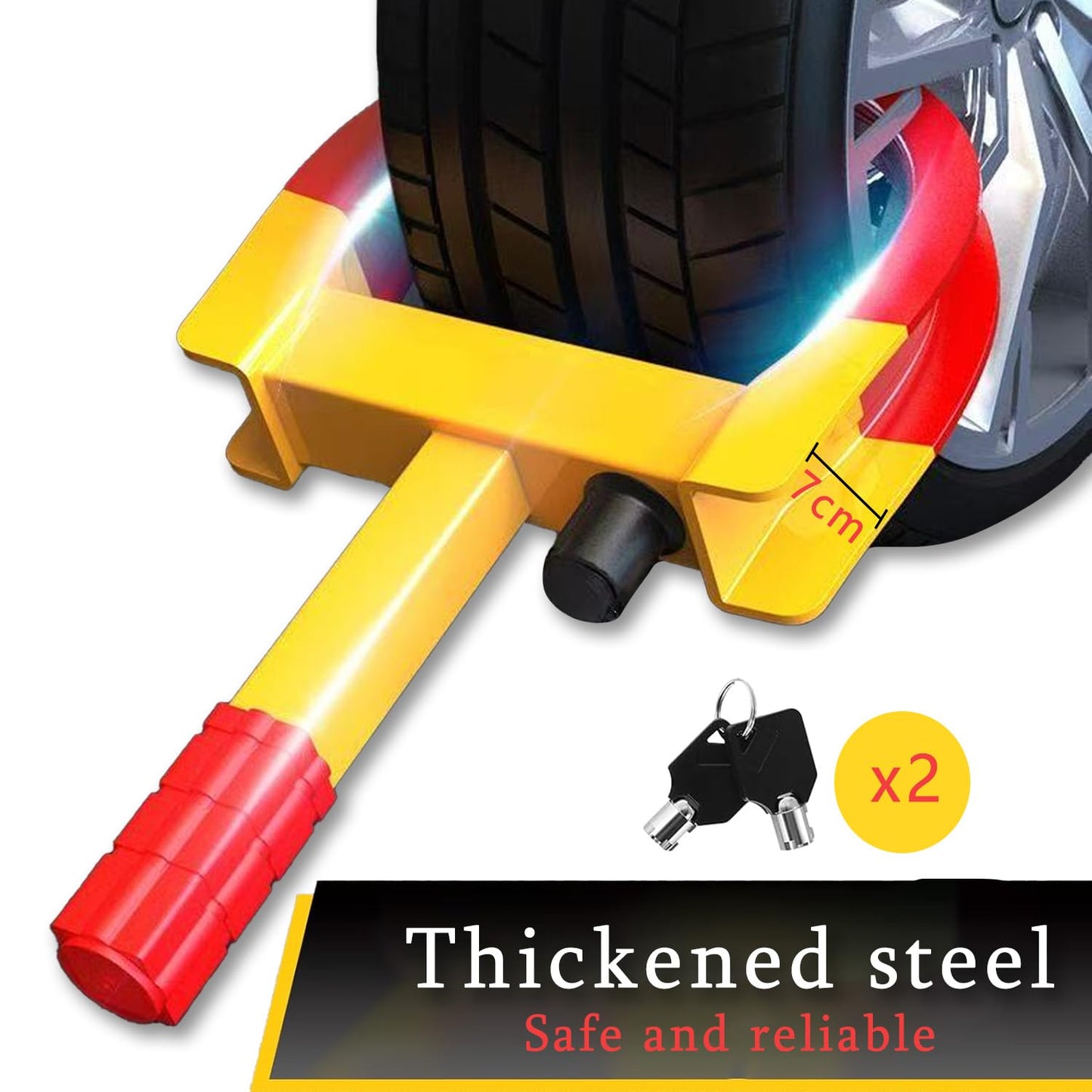 KEELYY immobilizer wheel clamp parking clamp anti-theft device with 2 keys, rim clamp tire clamp immobilizer anti-theft device for trailers caravans cars, RV
