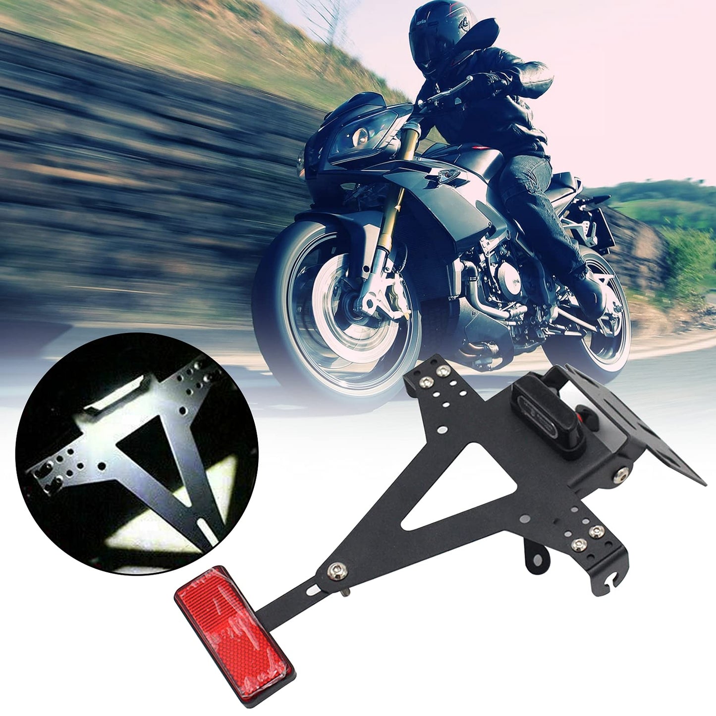 LED light motorcycle license plate holder plate holder For Universal For YZF R1 R3 R6 R15 R25 Fz6 Mt-07 Mt 07