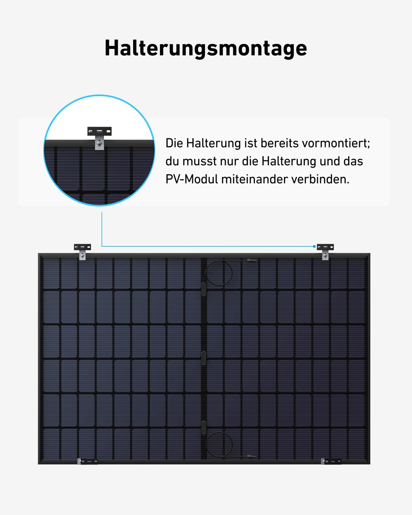 Anchor SOLIX Solar Panel Wall Mount, 2-panel, adjustable length and tilt (15°-30°), weatherproof and sturdy aluminum alloy, Silver, Solar Panel Mount for balcony power plants.