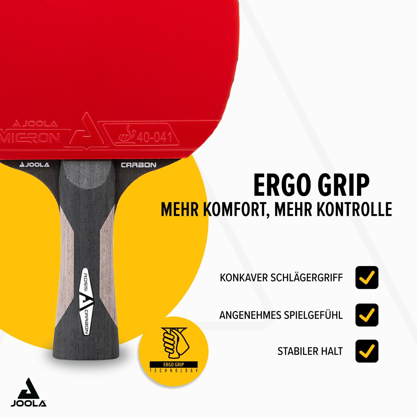 JOOLA Professional Table Tennis Racket Rosskopf Carbon, ITTF approved, for advanced players, includes cover and 3 balls, 29.5 cm