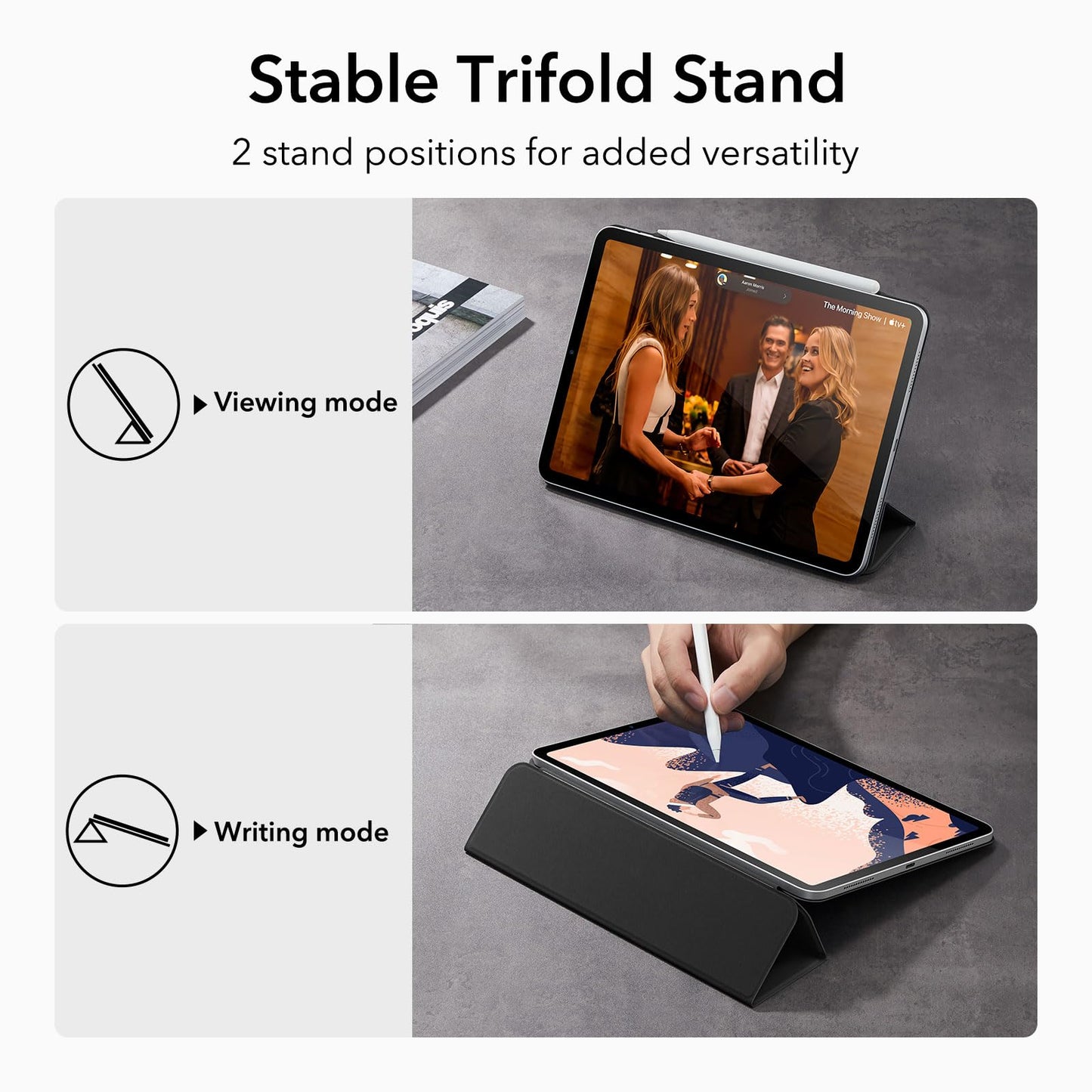 ESR iPad Pro 11-inch Case 2022/2021/2020 (4th/3rd/2nd Gen), Strong Magnetic Attachment, Trifold Stand Cover, Full Pencil 2 Support, Automatic Sleep/Wake, Black