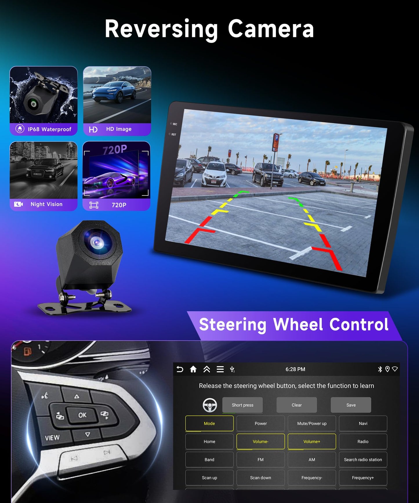 4+128GB Podofo Android 9" car radio 2 din for Nissan Qashqai J10 2006-2016 Wireless Carplay Android Auto Bluetooth with screen WiFi/Nav + AHD rearview camera HiFi/RDS/FM Radio DAB+