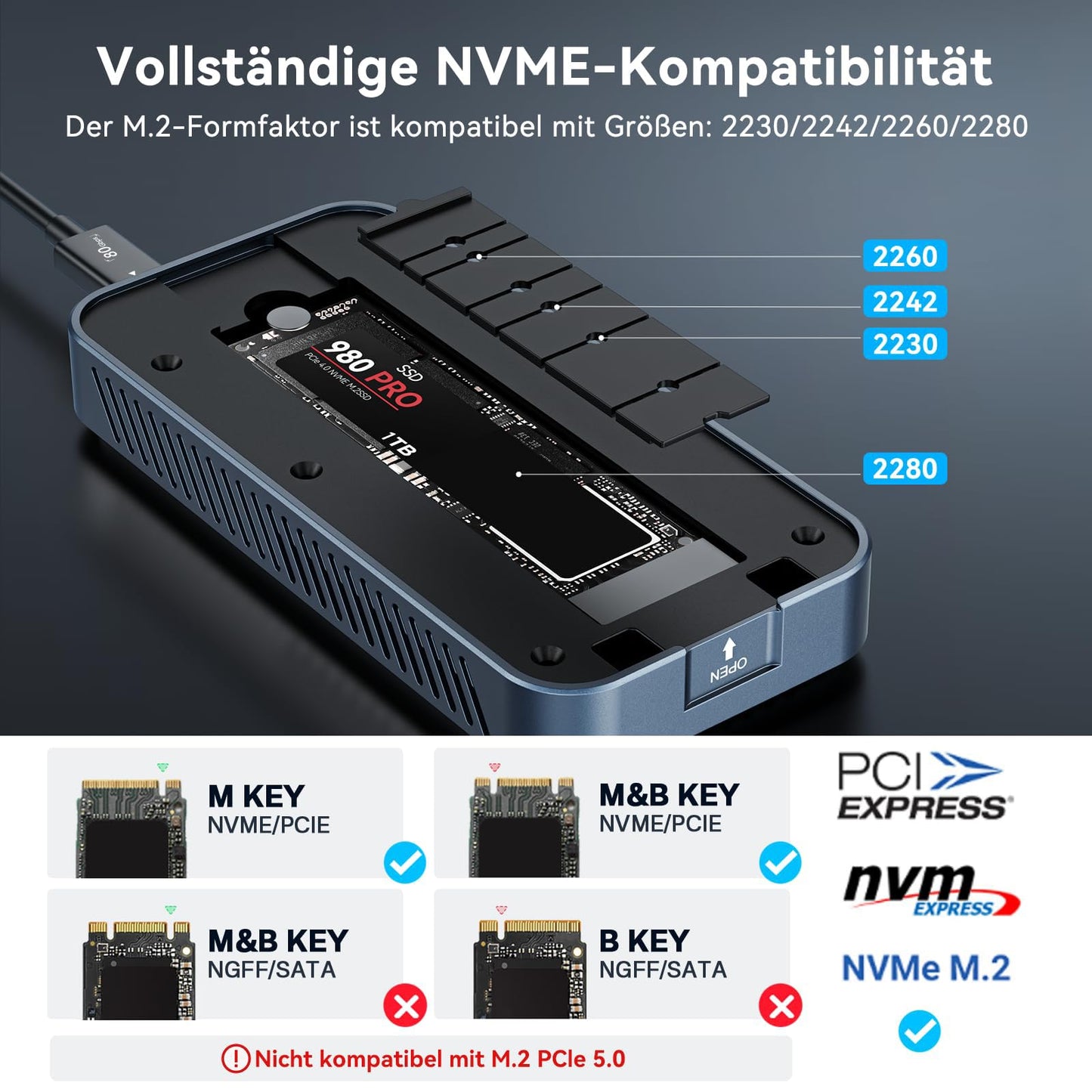 ACASIS 80Gbps M.2 NVMe SSD enclosure with cooling fan, compatible with Thunderbolt 5/USB4 V2.0. Supports MacBook Pro M4/M4 Pro and M4 Max, as well as Mac mini M4.