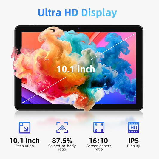 Rebecco 10-inch Tablet, Android 14 Tablet with Bluetooth 5.4, 12GB RAM+128GB ROM (expandable to 1TB), Octa-Core Android 14, 1280x800 IPS HD Touchscreen, WiFi 6, Dual Camera, 6000mAh battery, Widevine L1.