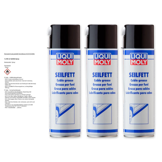 3x LIQUI MOLY 6135 Cable Grease Spray Cavity Sealing Can Aerosol 500ml