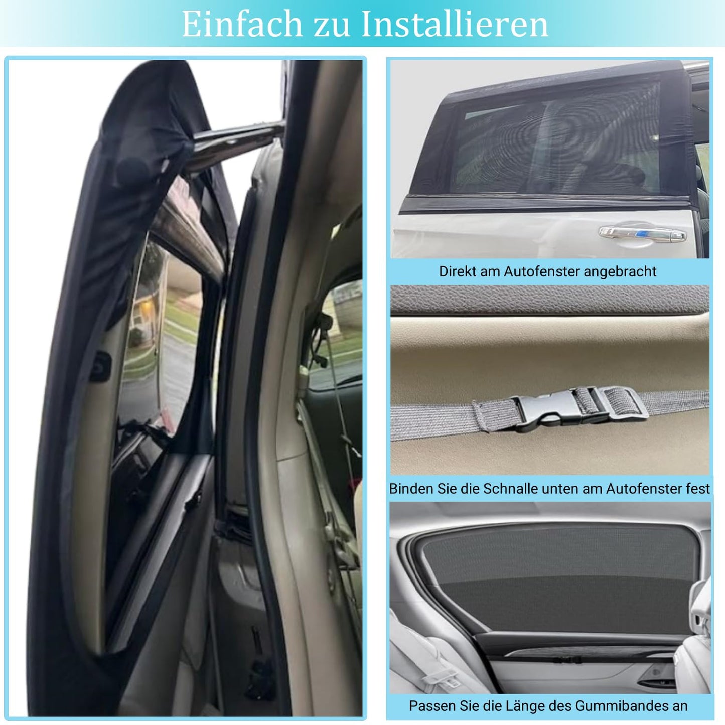 2 pieces of mesh material sunshades for MPV sliding doors, single-layer sunshade for large square auto SUV MPV van, with UV protection and breathable function.