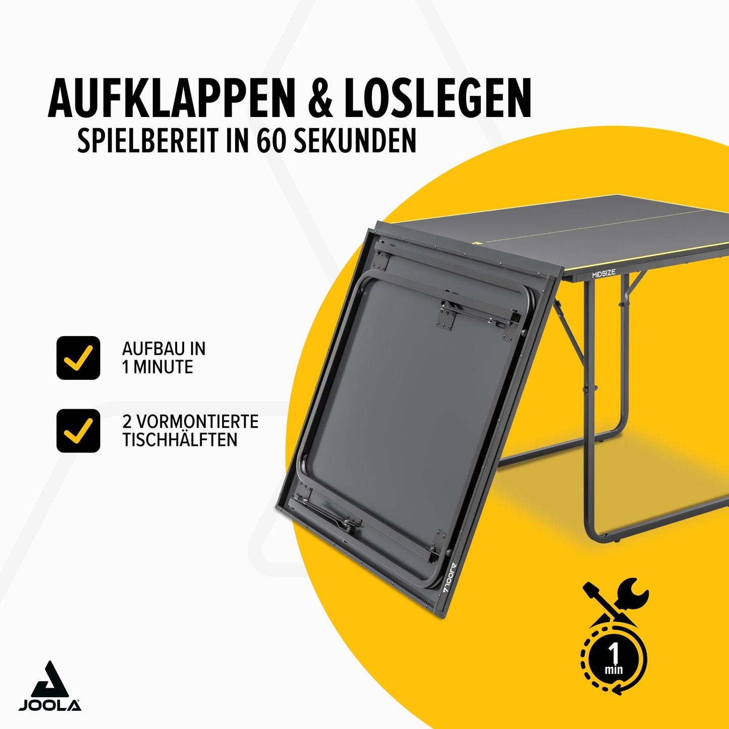JOOLA Midsize Table Tennis Table, Dark Grey, 19117, 168 x 84 x 76 cm, includes net.