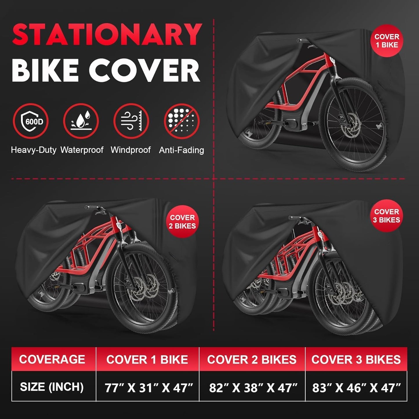 Zettum bike cover for 2 bikes - bike garage for outdoor storage Waterproof & Heavy Duty, 600D PU coating bike rain protection for 2 bikes