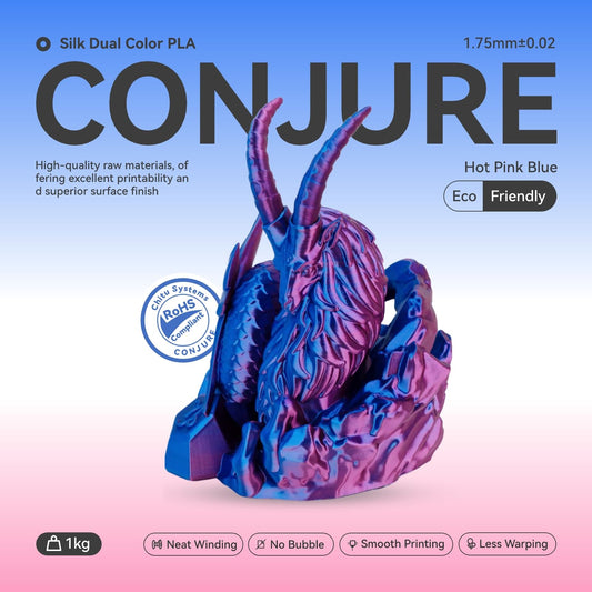 Conjure Silk PLA 3D Printer Filament, 1.75mm Dual Color Filament, Silk Pink Blue 3D Printing Filament 2KG