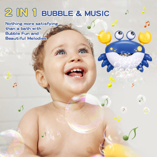 Jiosdo bathtub toy, crab bath toy bubble with music, bath toy for baby 1 2 3 4 year olds, bathtub toy water toy for children, gifts for boys and girls (blue)