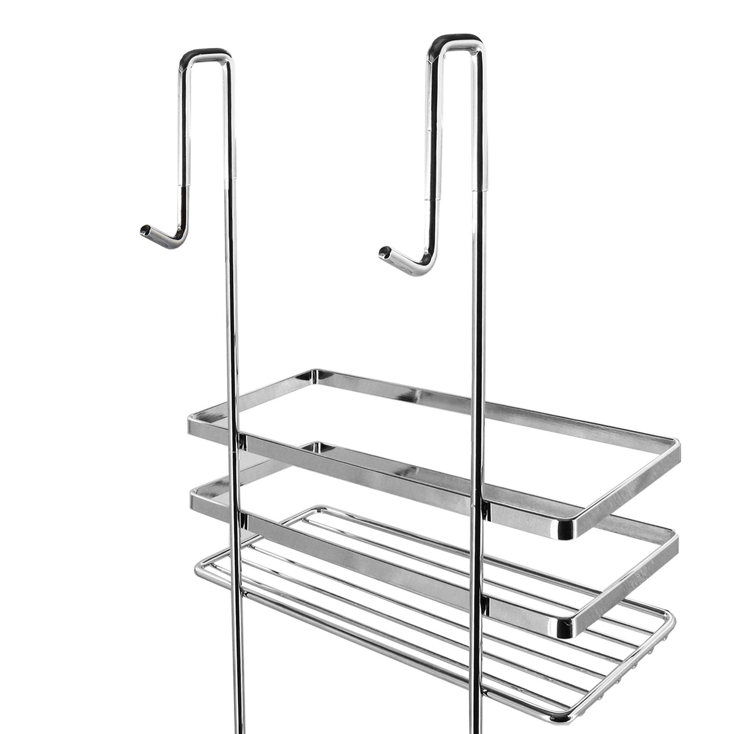 Euroshowers hanging stainless steel shower caddy - no drill shower shelf non-slip shower basket with towel holder height 77 cm