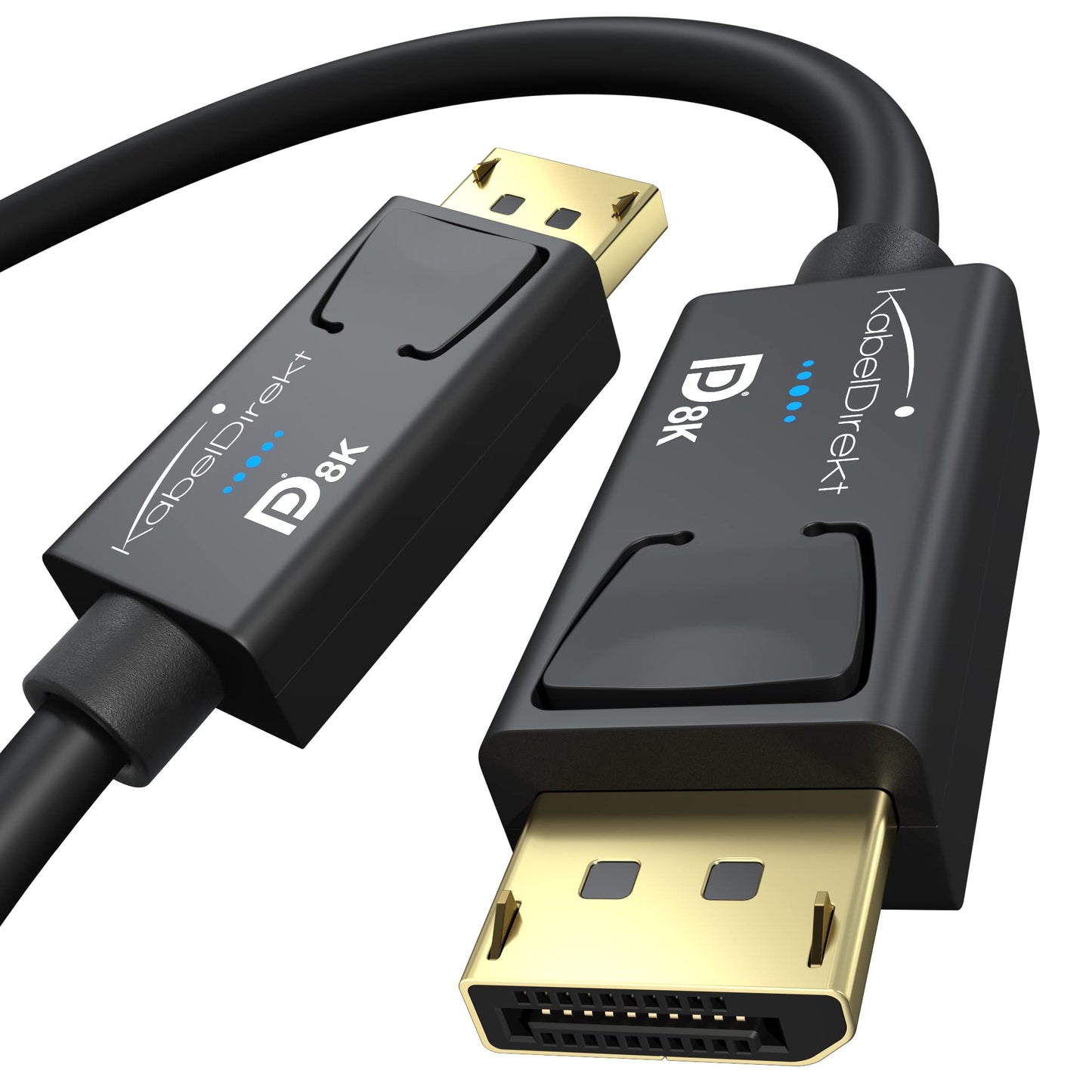 KabelDirekt - 8K DisplayPort Cable & DP Cable, with special A.I.S. shielding & official VESA certification - 2m (for DP 1.4 Gaming PC/Laptop/Graphics Card/Monitor with 4K@120Hz, 144Hz/165Hz/240Hz).